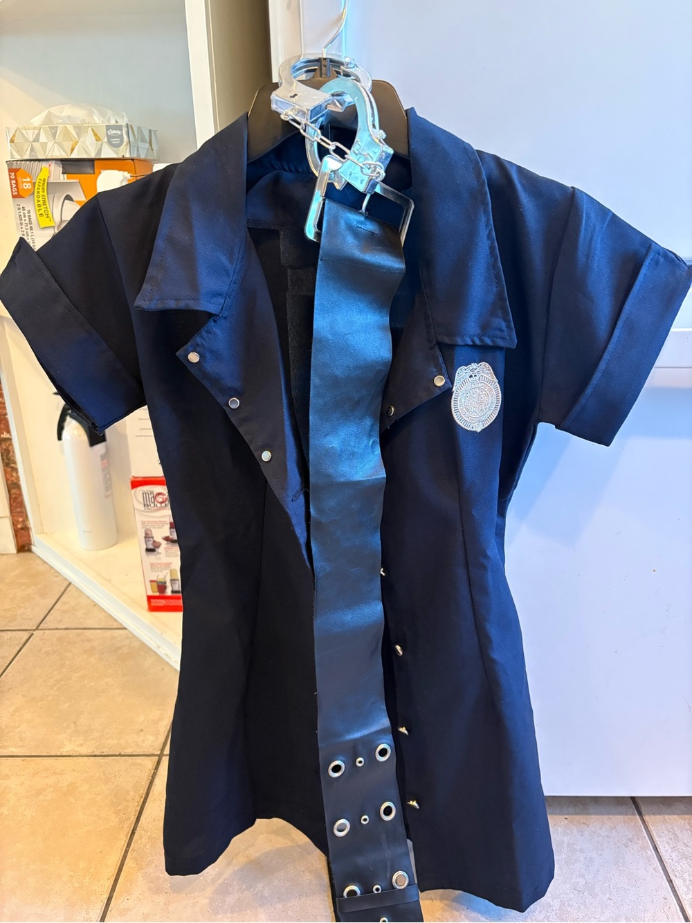 Spirit Police sexy cop outfit mini dress Halloween with Belt and handcuffs